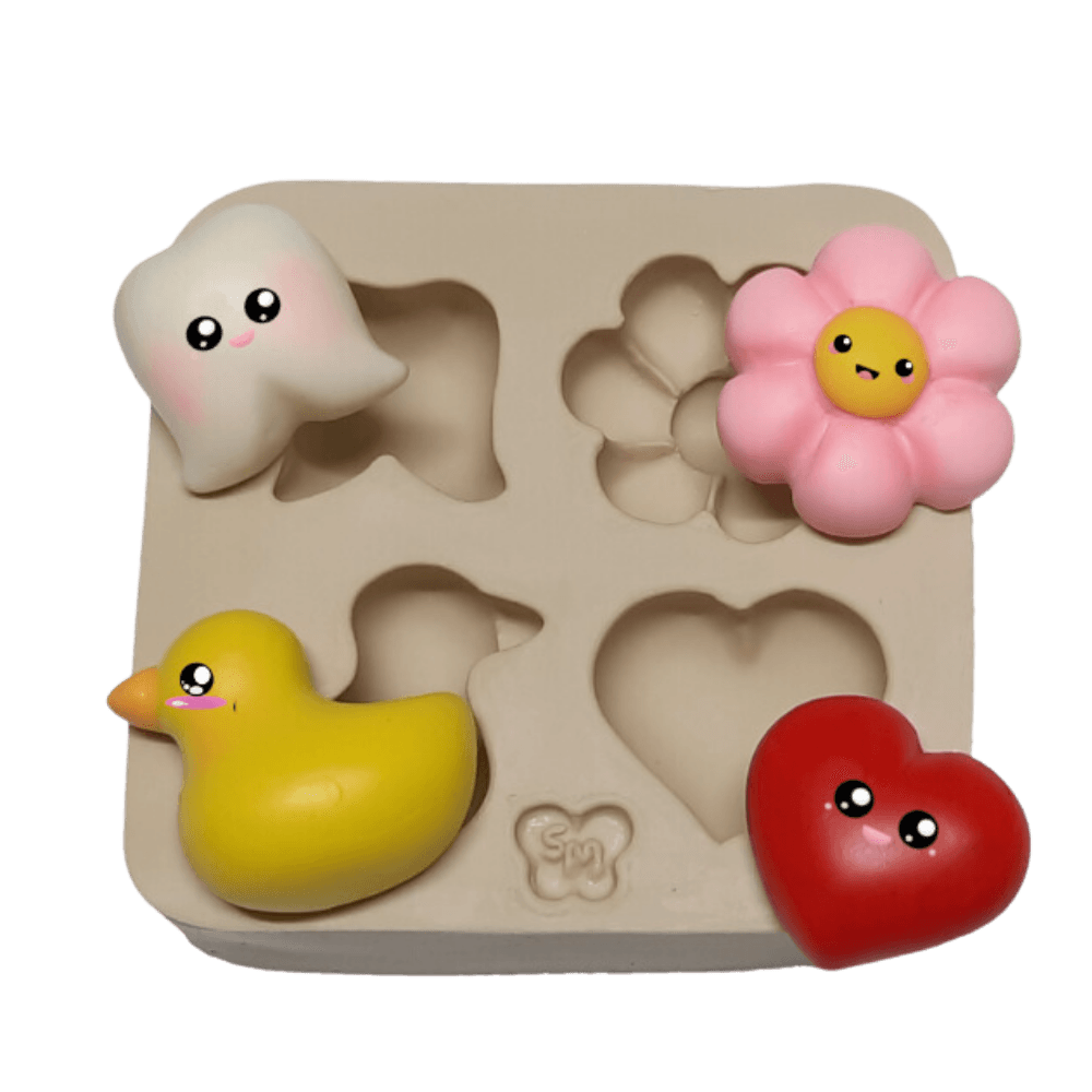 Molde de Silicone para Biscuit Quarteto Fofis - Cód 1029