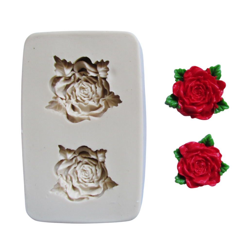 Molde de silicone - Rosas com folhas cód 176