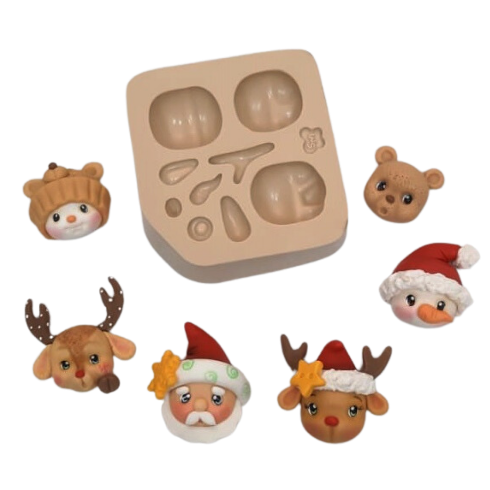 Molde de Silicone Rostinhos Natalinos - Cód 755