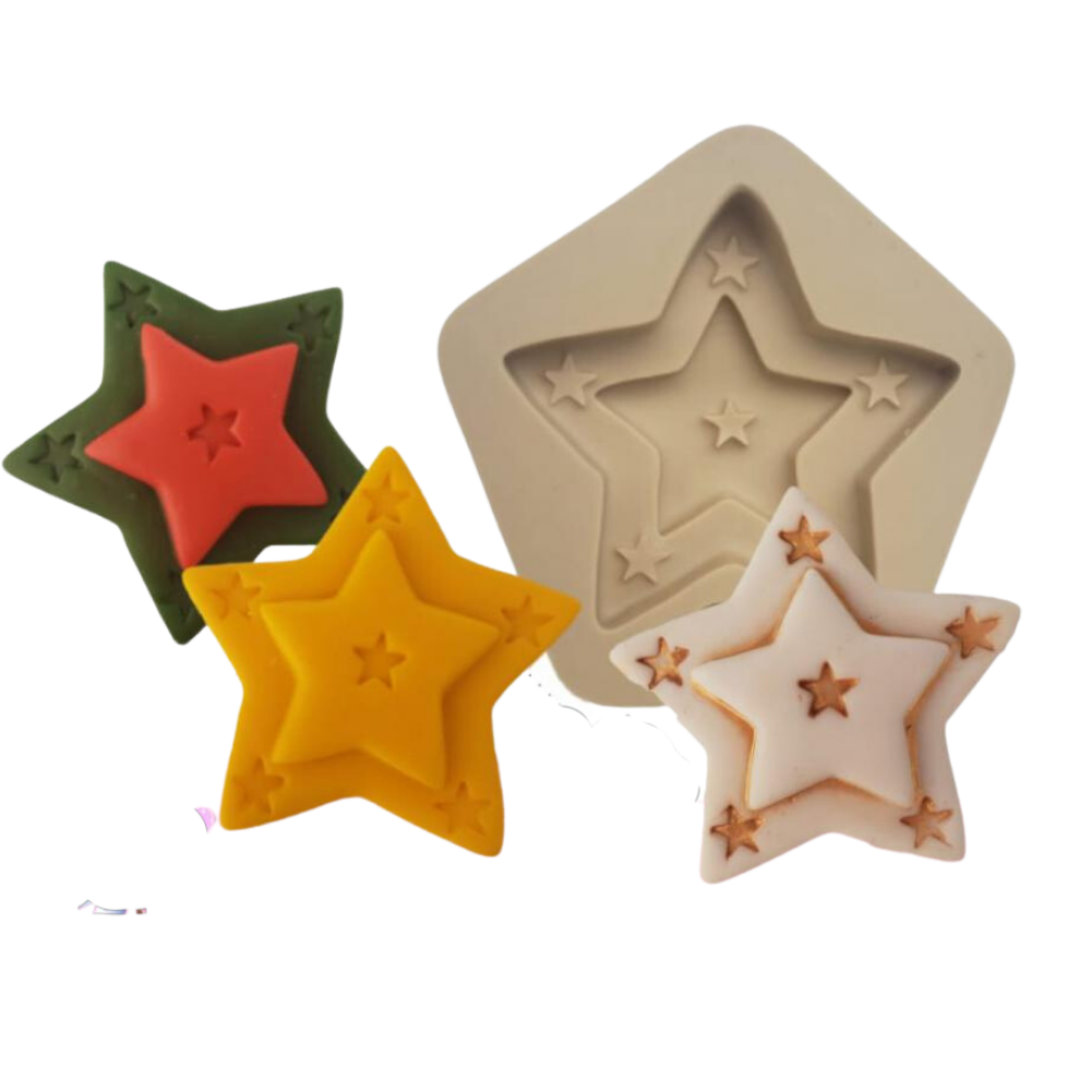 Molde de Silicone Tag Estrela Dupla - Cód 1112