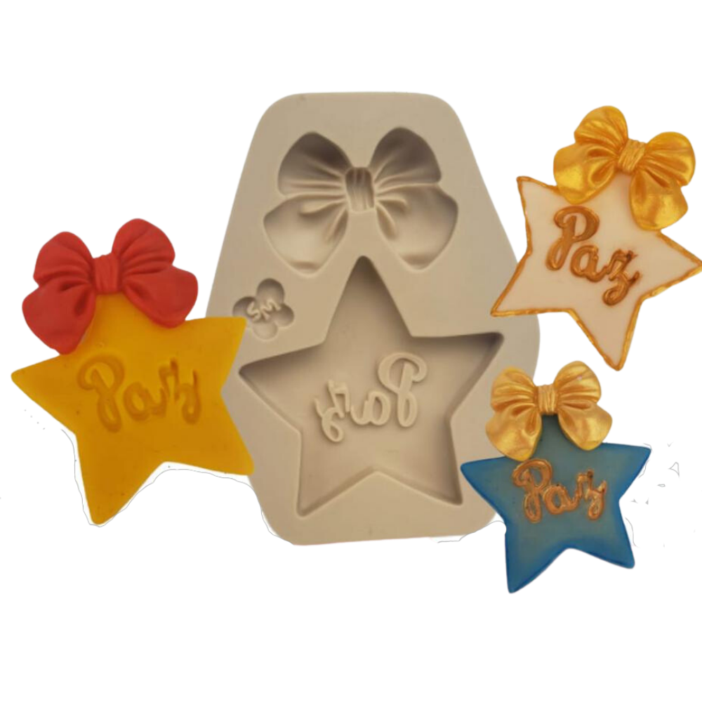 Molde de Silicone Tag Estrela Paz - Cód 1114