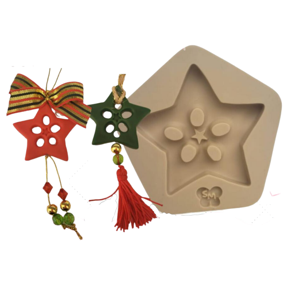 Molde de Silicone Tag Estrela Vazada - Cód 1113
