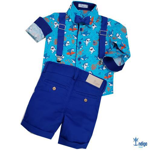 camisa social azul infantil