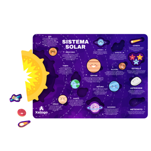 Quebra-Cabeça Sistema Solar Brinquedo Educativo de Madeira