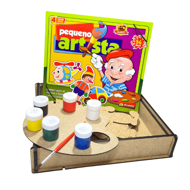PEQUENO ARTISTA PREMIUM - KIT PARA PINTURA : Brinquedos de Madeira