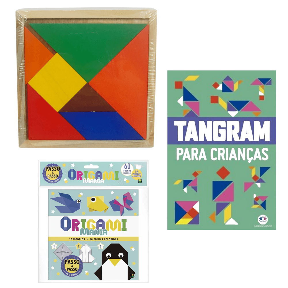 Livrinho e Quebra Cabeça Tangram com Livro Origami : Brinquedos