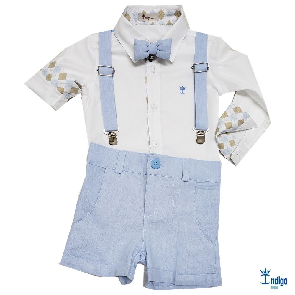 camisa social azul infantil