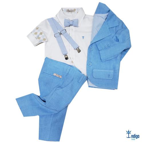 camisa social azul infantil