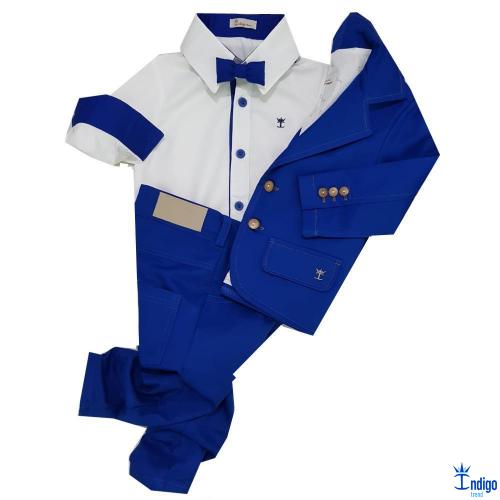 camisa social infantil azul royal