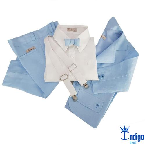 camisa linho azul bebe