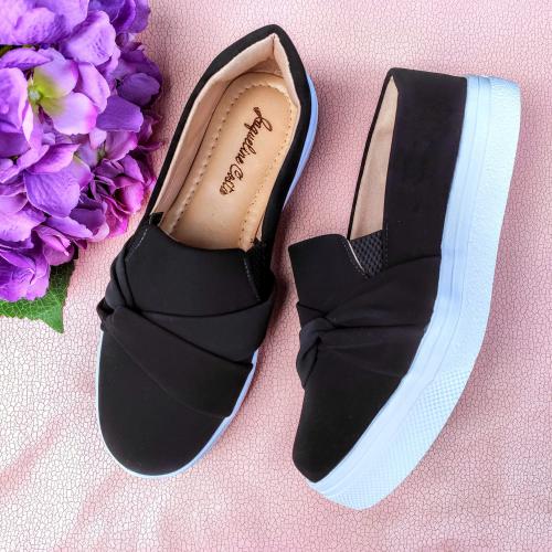 slip on laço preto