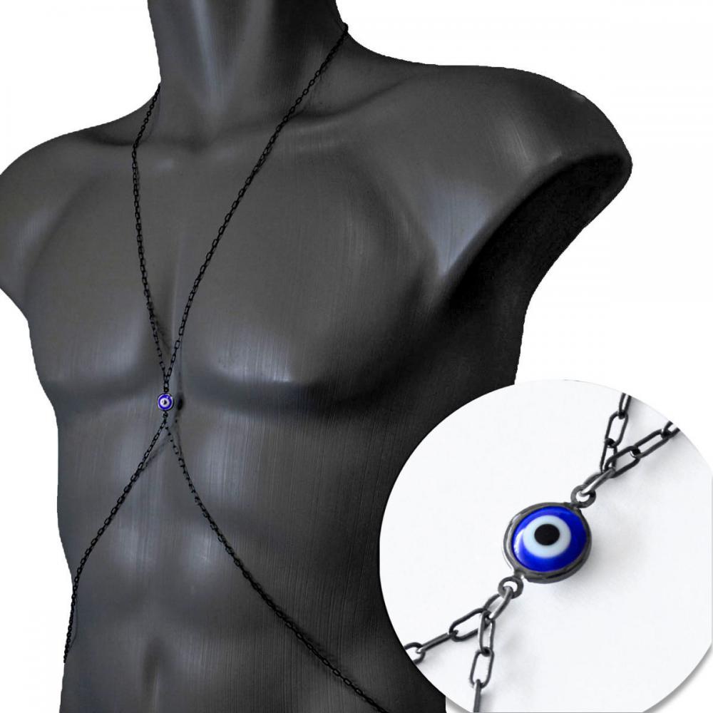 Body Chain Corrente de Aço Prata Olho Grego - Pádua Store