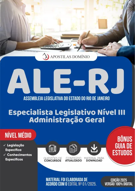 Apostila ALE-RJ 2025 - Especialista Legislativo Nível III - Administração Geral - Legislação Específica e Conhecimentos Específicos
