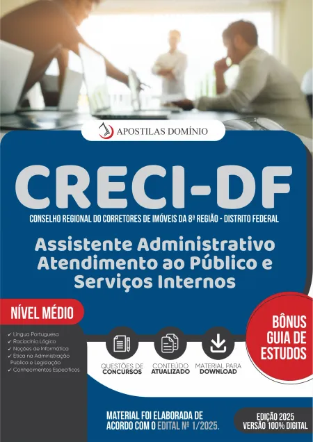 Apostila CRECI/DF 2025 - Assistente Administrativo - Atendimento ao Público e Serviços Internos