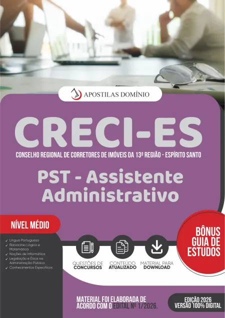 Apostila CRECI/ES 2026 - PST - Assistente Administrativo