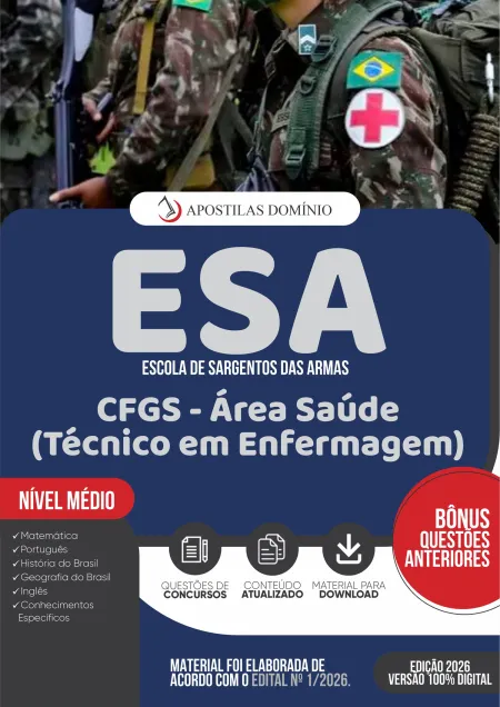 Apostila ESA 2026 - Escola de Sargentos das Armas - Área Saúde - Técnico em Enfermagem
