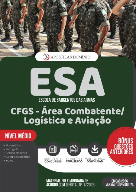Apostila ESA 2026 - Escola de Sargentos das Armas - CFGS - Área Combatente/Logística e Aviação
