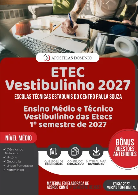 Apostila ETEC&nbsp;Vestibulinho 1 Semestre 2027