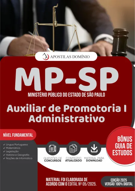 Apostila MP/SP 2025 - Auxiliar de Promotoria I - Administrativo