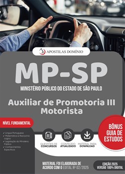 Apostila MP/SP 2025 - Auxiliar de Promotoria III - Motorista