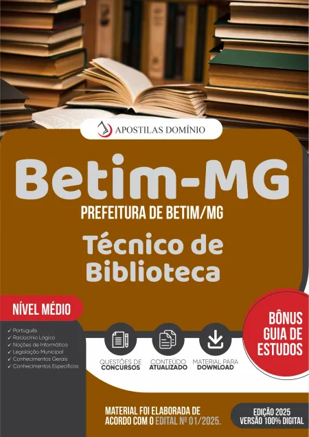 Apostila Prefeitura de Betim/MG 2025 - Técnico de Biblioteca