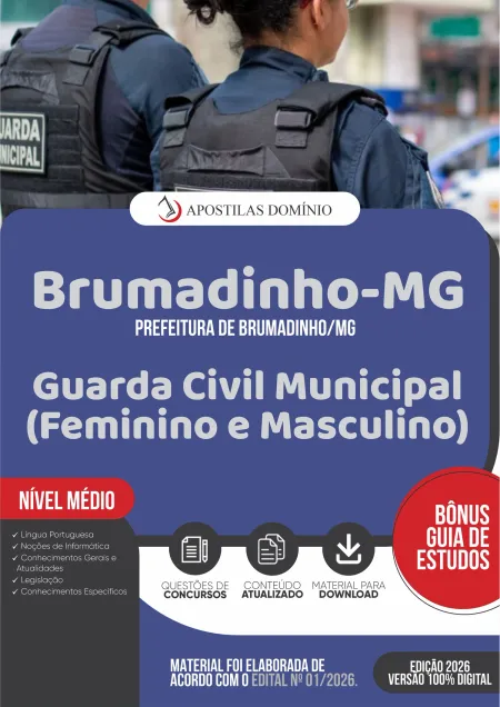Apostila Prefeitura de Brumadinho/MG 2026 - Guarda Civil Municipal