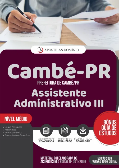 Apostila Prefeitura de Cambé/PR 2026 - Assistente Administrativo