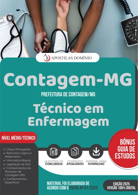 Apostila Prefeitura de Contagem/MG 2025 - Técnico em Enfermagem