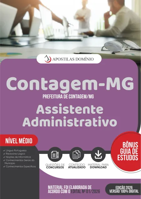 Apostila Prefeitura de Contagem/MG 2026 - Assistente Administrativo