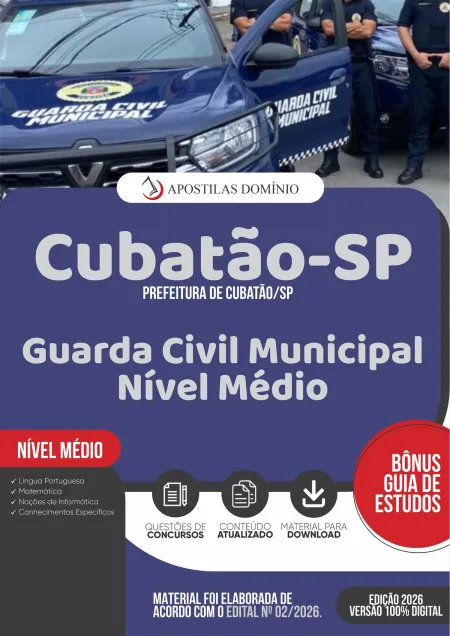 Apostila Prefeitura de Cubatão/SP 2026 - Guarda Civil Municipal