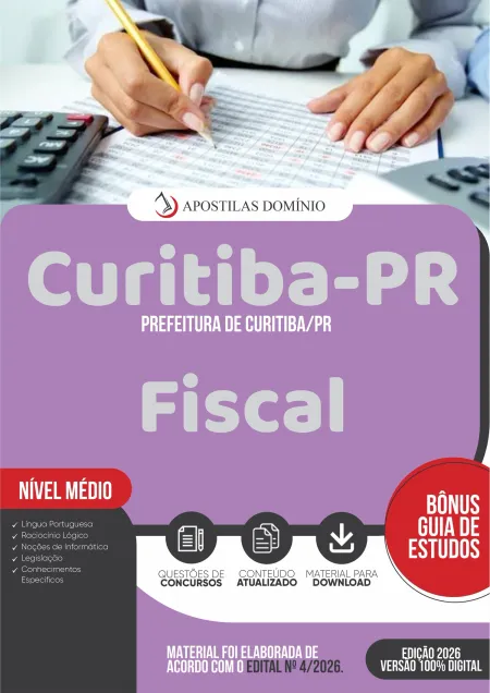 Apostila Prefeitura de Curitiba/PR 2026 - Fiscal
