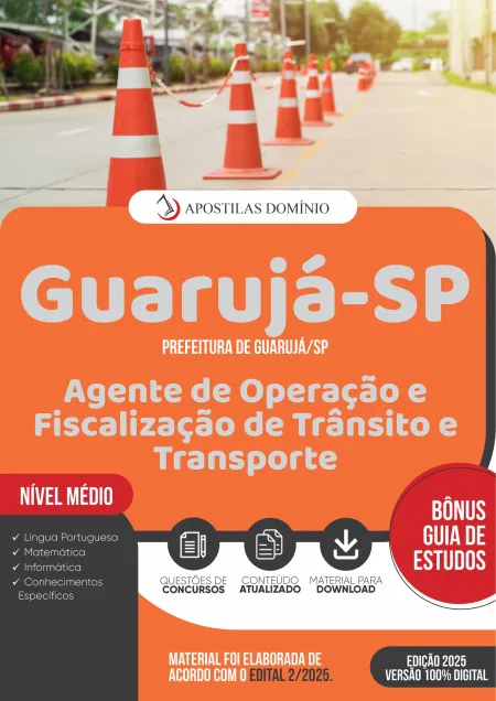Apostila Prefeitura de Guarujá/SP 2025 - Agente de Operação e Fiscalização de Trânsito e Transporte