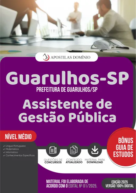 Apostila Prefeitura de Guarulhos/SP 2025  - Assistente de Gestão Pública