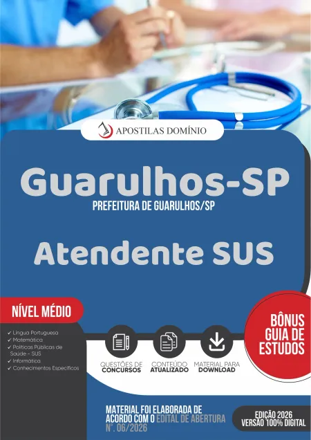 Apostila Prefeitura de Guarulhos/SP 2026 - Atendente SUS