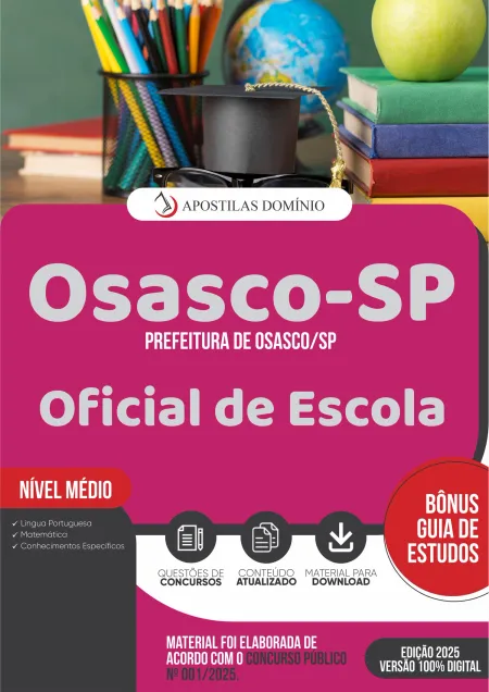 Apostila Prefeitura de Osasco/SP 2025 - Oficial de Escola