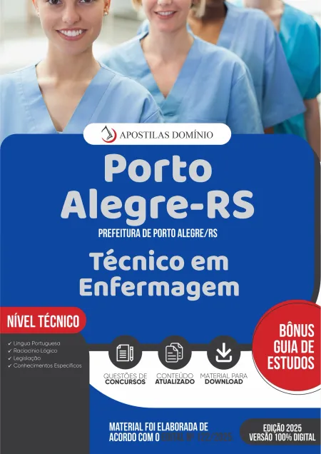Apostila Prefeitura de Porto Alegre/RS 2025 - Técnico em Enfermagem