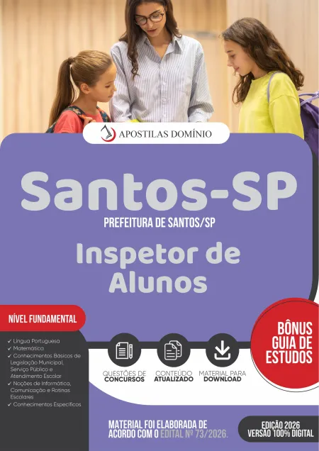 Apostila Prefeitura de Santos/SP 2026 - Inspetor de Alunos