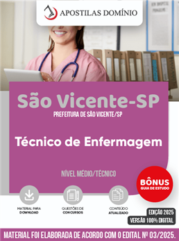 Apostila Prefeitura de São Vicente/SP 2025 - Técnico de Enfermagem