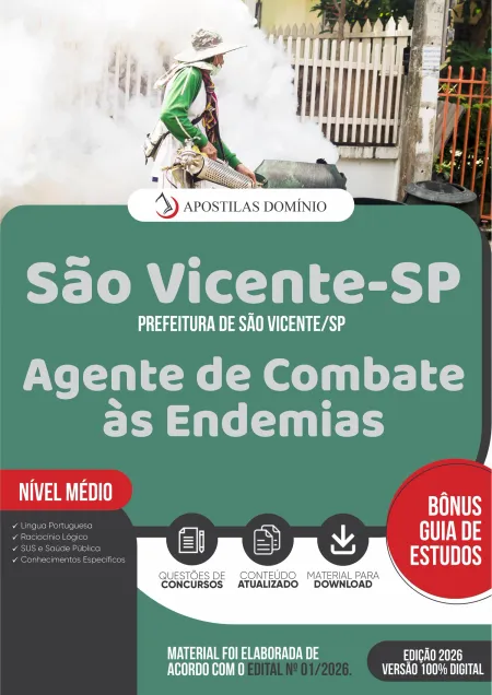 Apostila Prefeitura de São Vicente/SP 2026 - Agente de Combate às Endemias