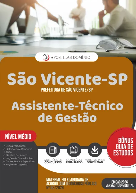 Apostila Prefeitura de São Vicente/SP 2026 - Assistente-Técnico de Gestão