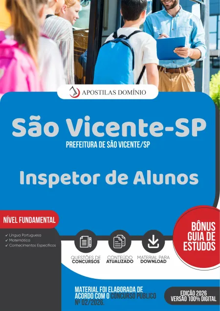 Apostila Prefeitura de São Vicente/SP 2026 - Inspetor de Alunos