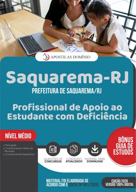 Apostila Prefeitura de Saquarema/RJ 2026 - Profissional de Apoio ao Estudante com Deficiência