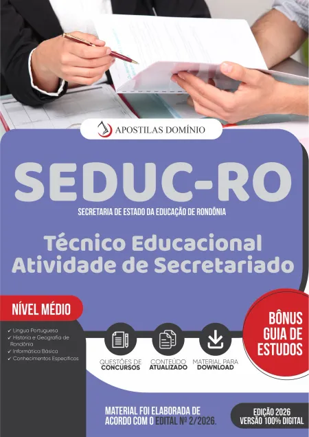 Apostila SEDUC/RO 2026 - Técnico Educacional - Atividade de Secretariado