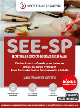 Apostila SEE-SP 2026 - Comum para todos os cargos de Professor de Ensino Fundamental e Médio