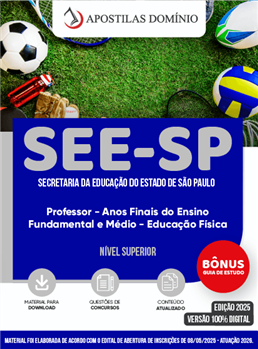 Apostila SEE-SP 2026 - Professor de Ensino Fundamental e Médio - Educação Física