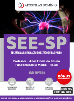 Apostila SEE-SP 2026 - Professor de Ensino Fundamental e Médio - Física