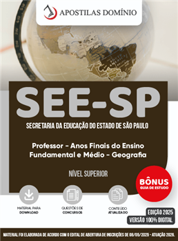 Apostila SEE-SP 2026 - Professor de Ensino Fundamental e Médio - Geografia