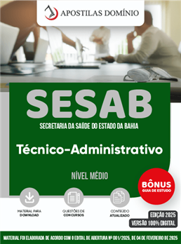 Apostila SESAB 2025 - Técnico Administrativo Temporário - Serviços Administrativos