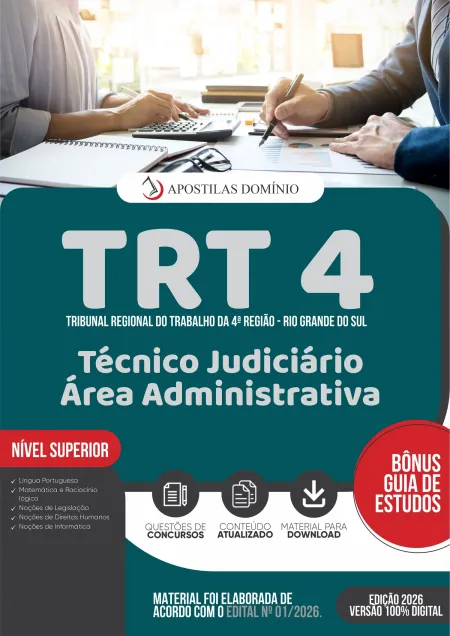 Apostila TRT 4 2026 - Técnico Judiciário - Área Administrativa