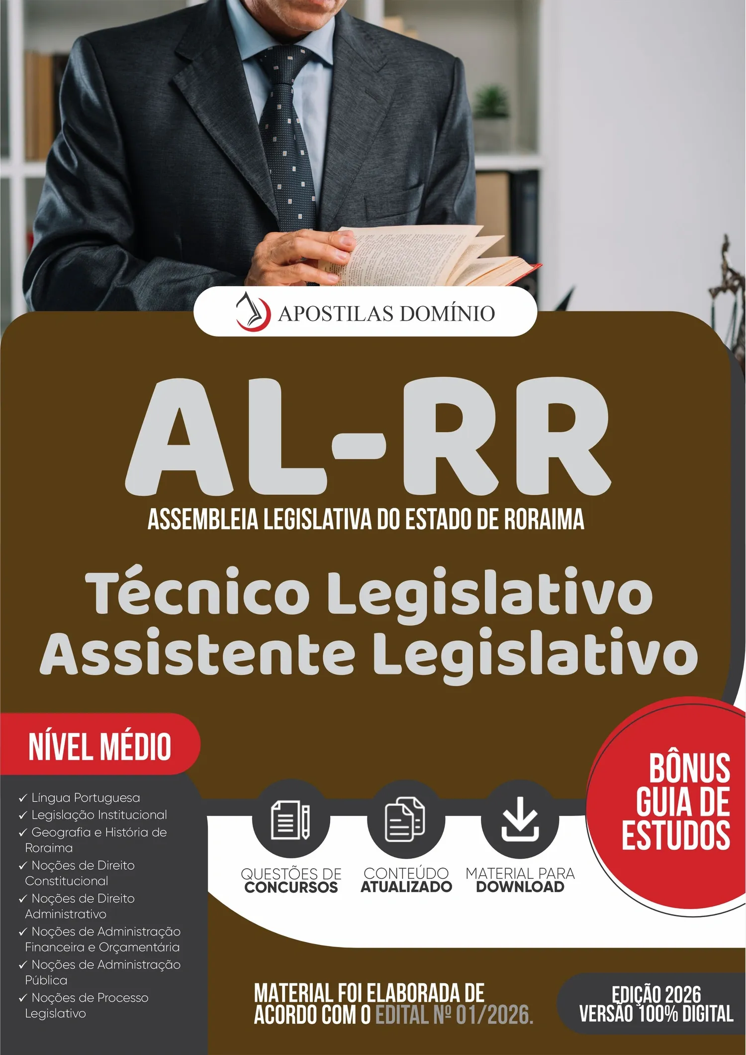 Apostila AL RR 2026 - Técnico Legislativo - Assistente Legislativo